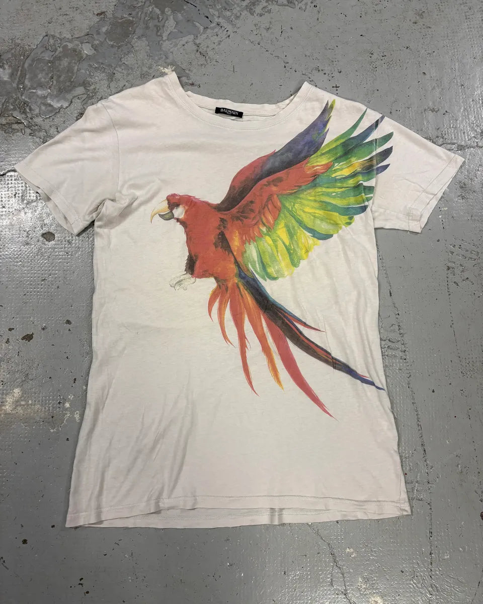 SS2013 Balmain Parrot White T-Shirt UMhzfbz 0