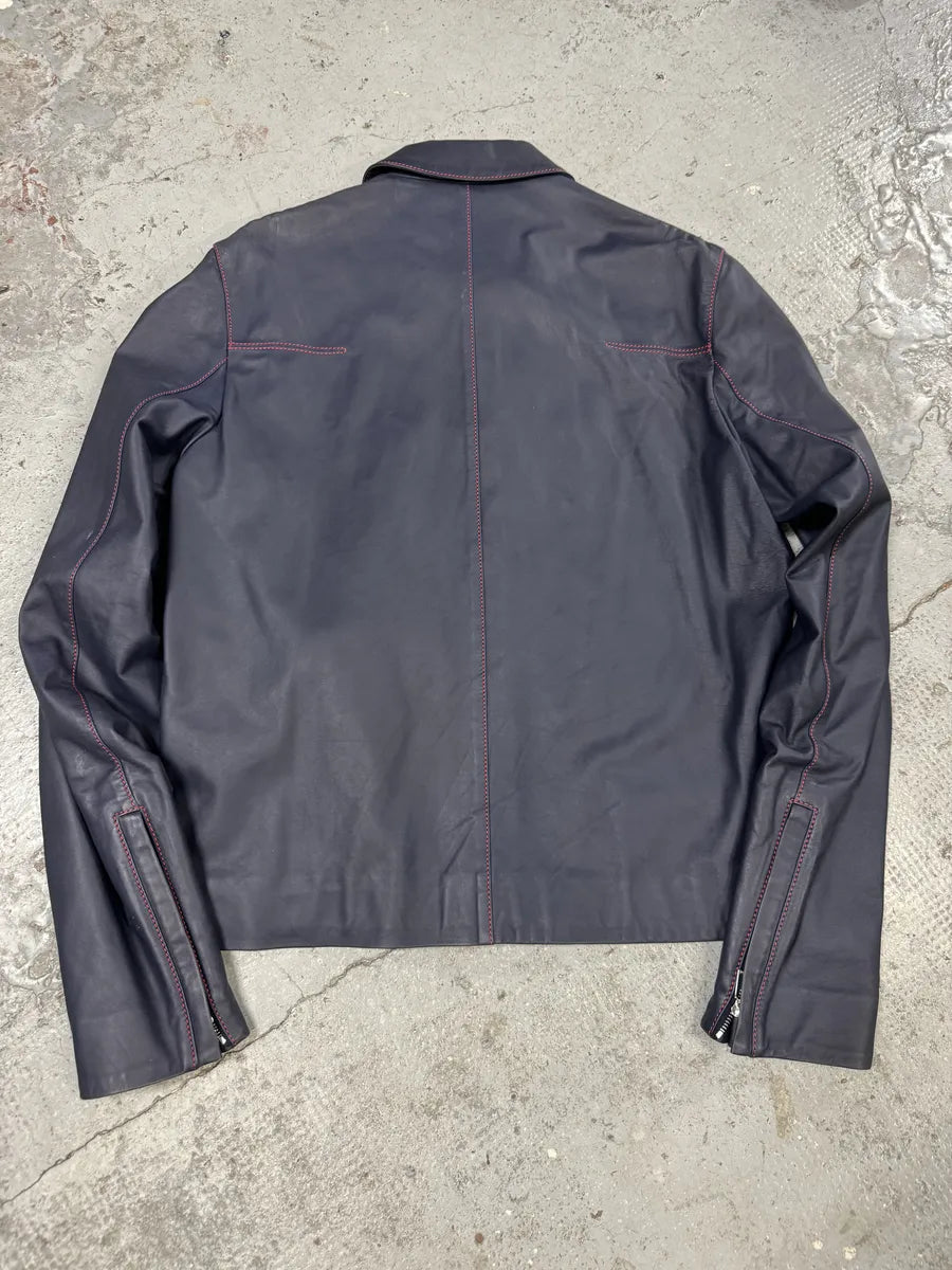 SS2013 Dior Navy Kangaroo Leather Premium Jacket by Kris Van Assche xyQPVCk 3