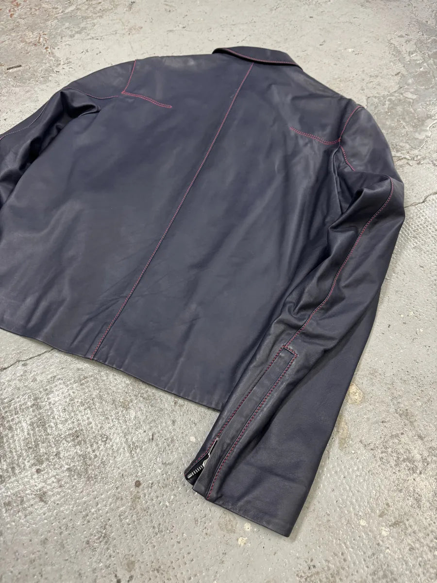 SS2013 Dior Navy Kangaroo Leather Premium Jacket by Kris Van Assche xyQPVCk 6