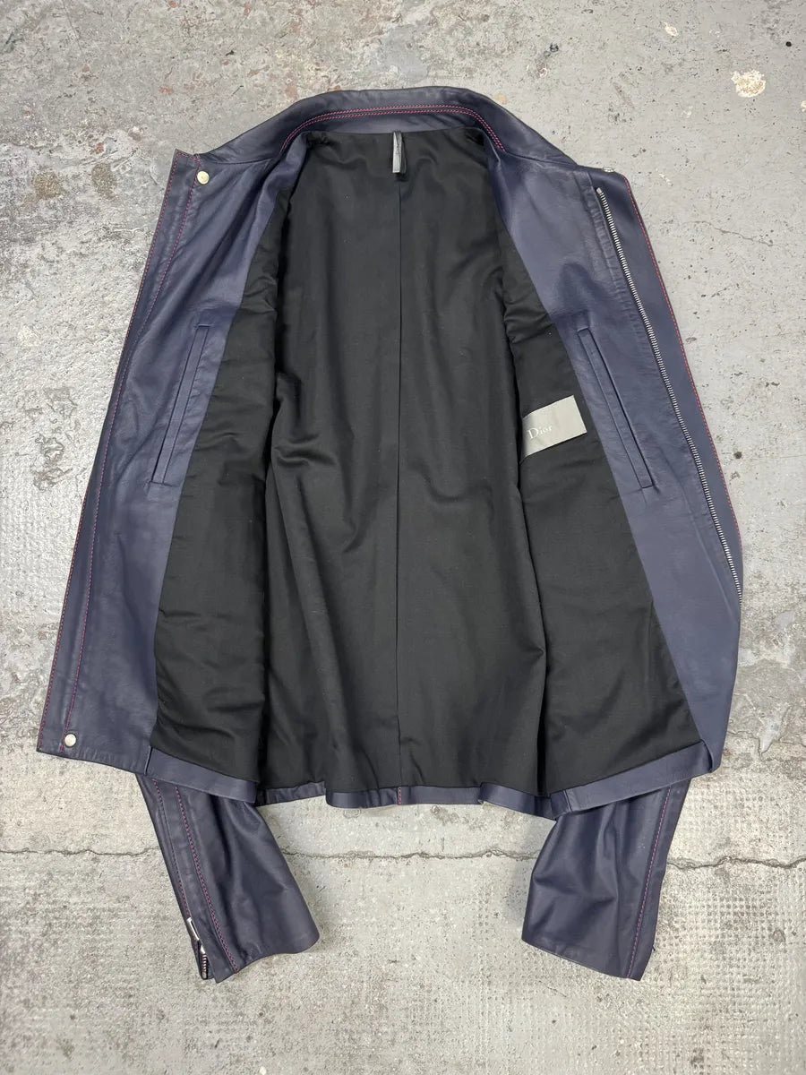SS2013 Dior Navy Kangaroo Leather Premium Jacket by Kris Van Assche xyQPVCk 8