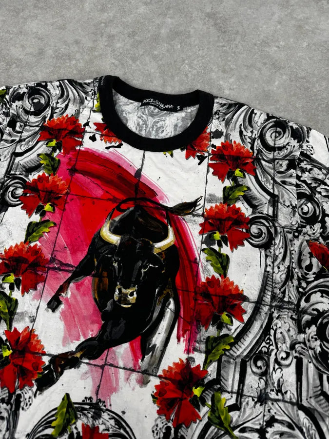 SS2015 Dolce & Gabbana Bull Corrida Rose T-Shirt zZKRSws 5