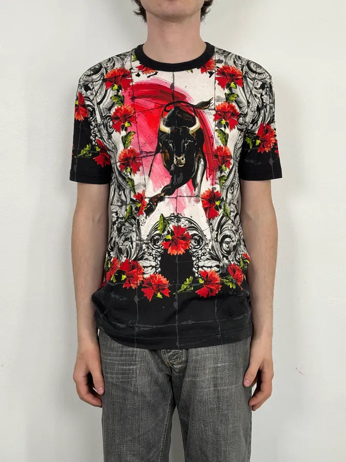 SS2015 Dolce & Gabbana Bull Corrida Rose T-Shirt zZKRSws 1