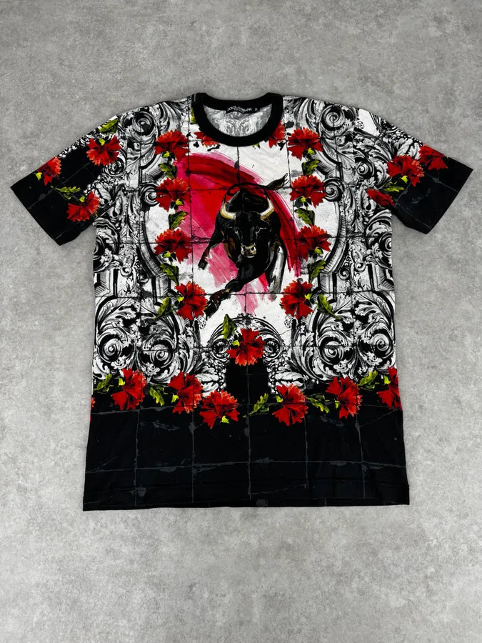 SS2015 Dolce & Gabbana Bull Corrida Rose T-Shirt zZKRSws 0