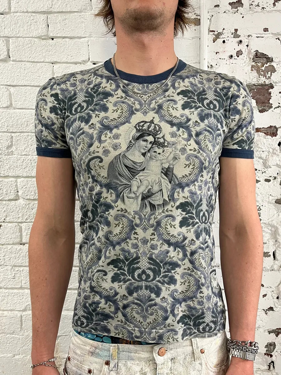 SS2013 Dolce & Gabbana Damask Marie Navy T-Shirt NixXeWl 1