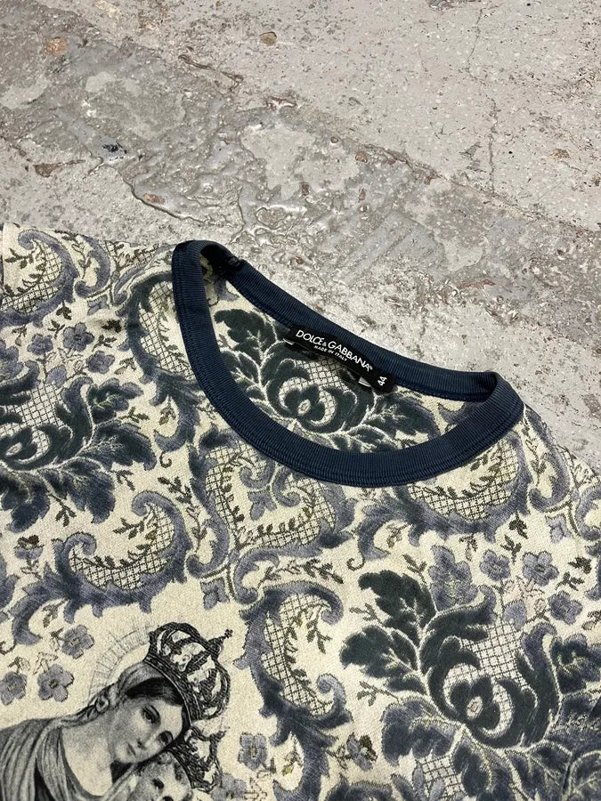 SS2013 Dolce & Gabbana Damask Marie Navy T-Shirt NixXeWl 3