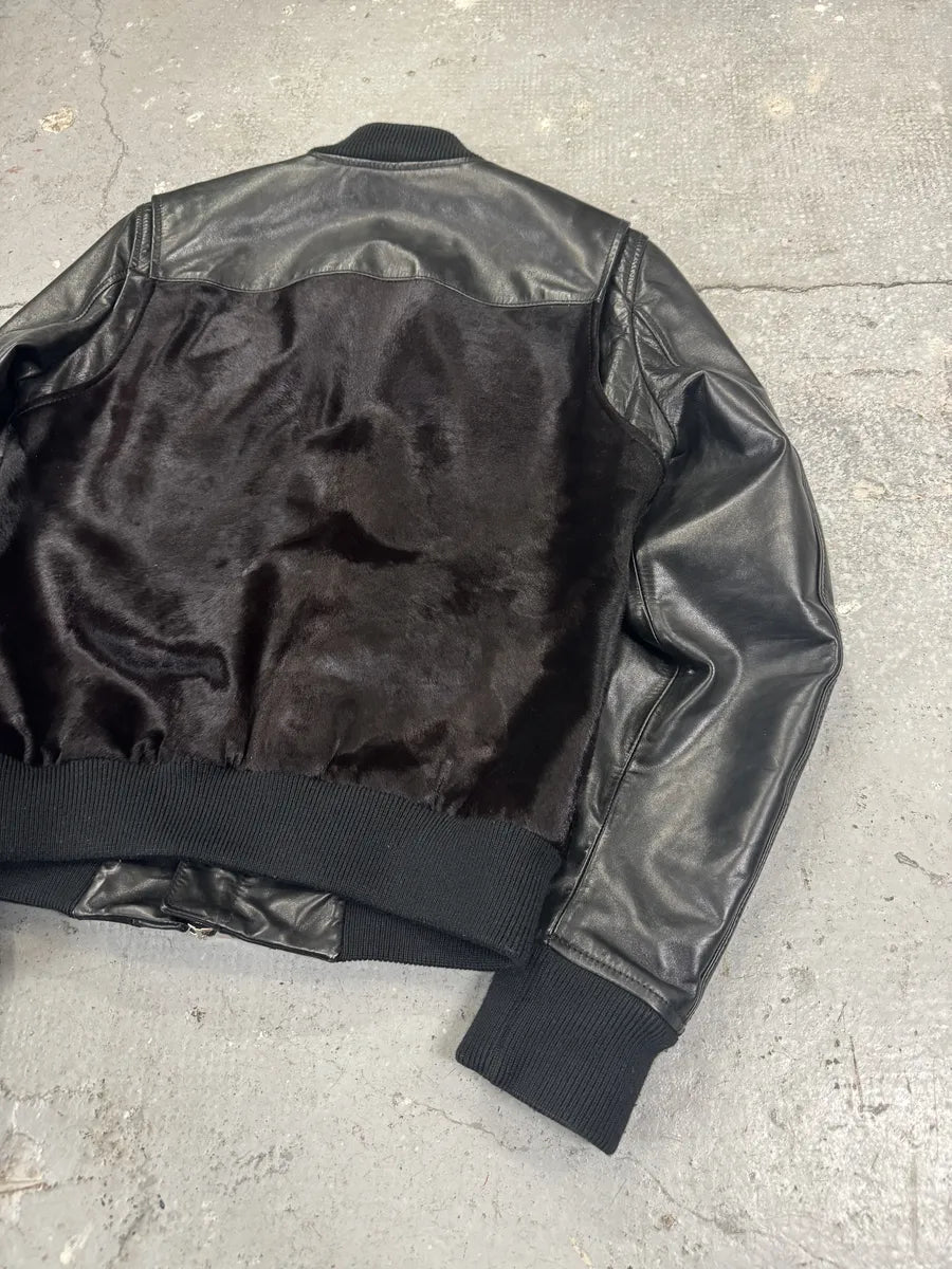 SS2013 Dsquared2 Black & Brown Pony Hair Leather Alpha Jacket oSmirIP 3