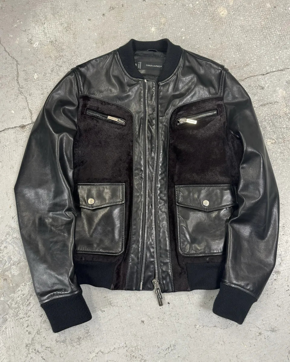 SS2013 Dsquared2 Black & Brown Pony Hair Leather Alpha Jacket oSmirIP 1