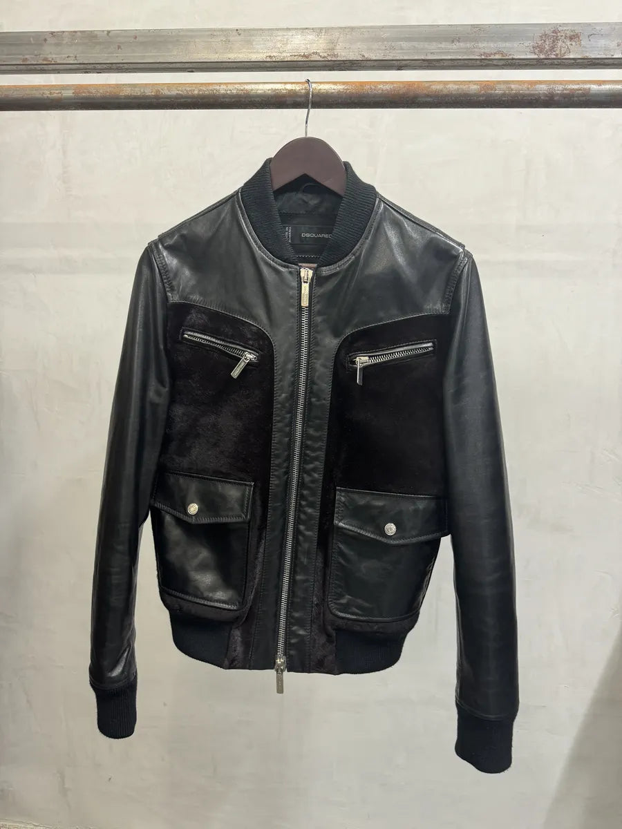 SS2013 Dsquared2 Black & Brown Pony Hair Leather Alpha Jacket oSmirIP 2