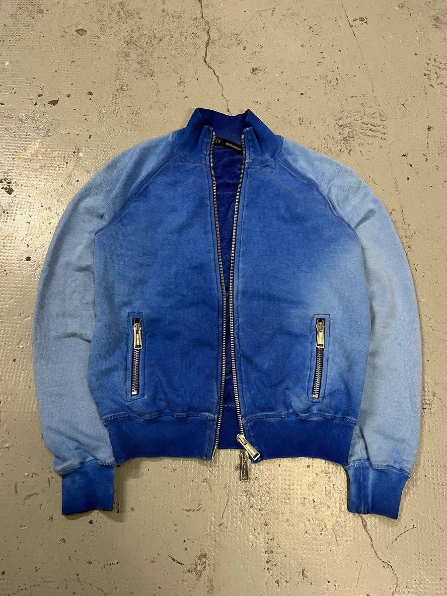 SS2013 Dsquared2 Bleached Gradient Blue Zip-Up Sweater VUZxEIo 0