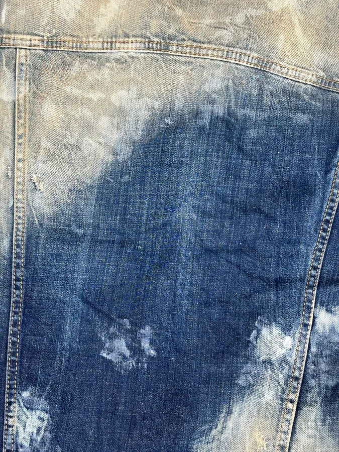 SS2013 Dsquared2 Blue Distressed Leopard Collar Denim Vest uPiNBuP 11