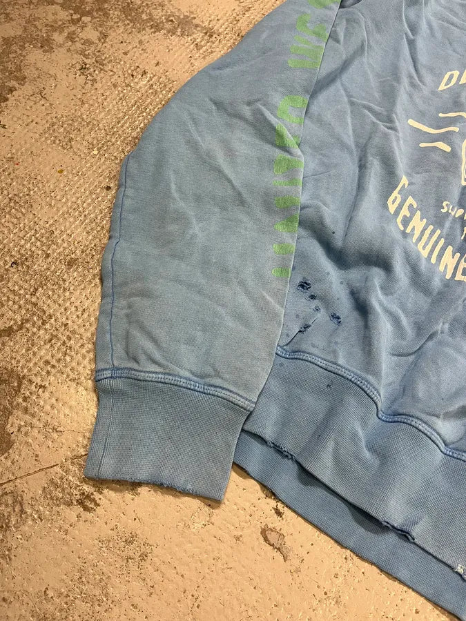 SS2013 Dsquared2 Blue Distressed Faded Crewneck Sweater kRSuGuB 4