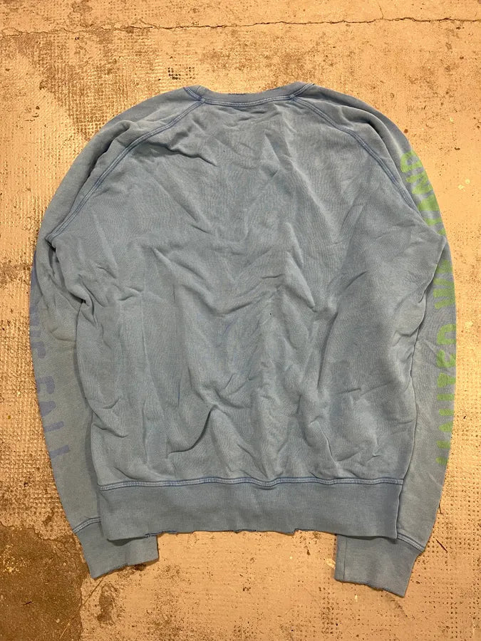 SS2013 Dsquared2 Blue Distressed Faded Crewneck Sweater kRSuGuB 5