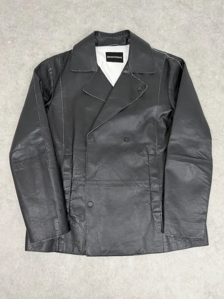 SS2013 Emporio Armani Black Eroded Blazer Officer Jacket xQtgMkx 0