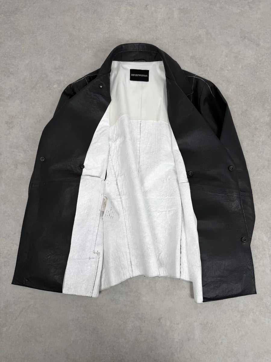 SS2013 Emporio Armani Black Eroded Blazer Officer Jacket xQtgMkx 10