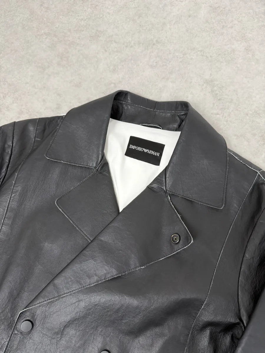 SS2013 Emporio Armani Black Eroded Blazer Officer Jacket xQtgMkx 11