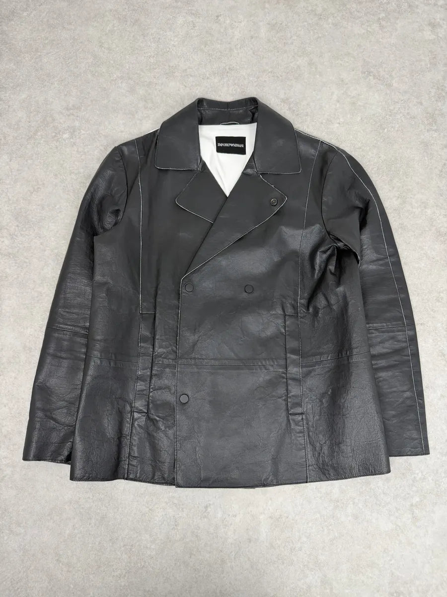 SS2013 Emporio Armani Black Eroded Blazer Officer Jacket xQtgMkx 6