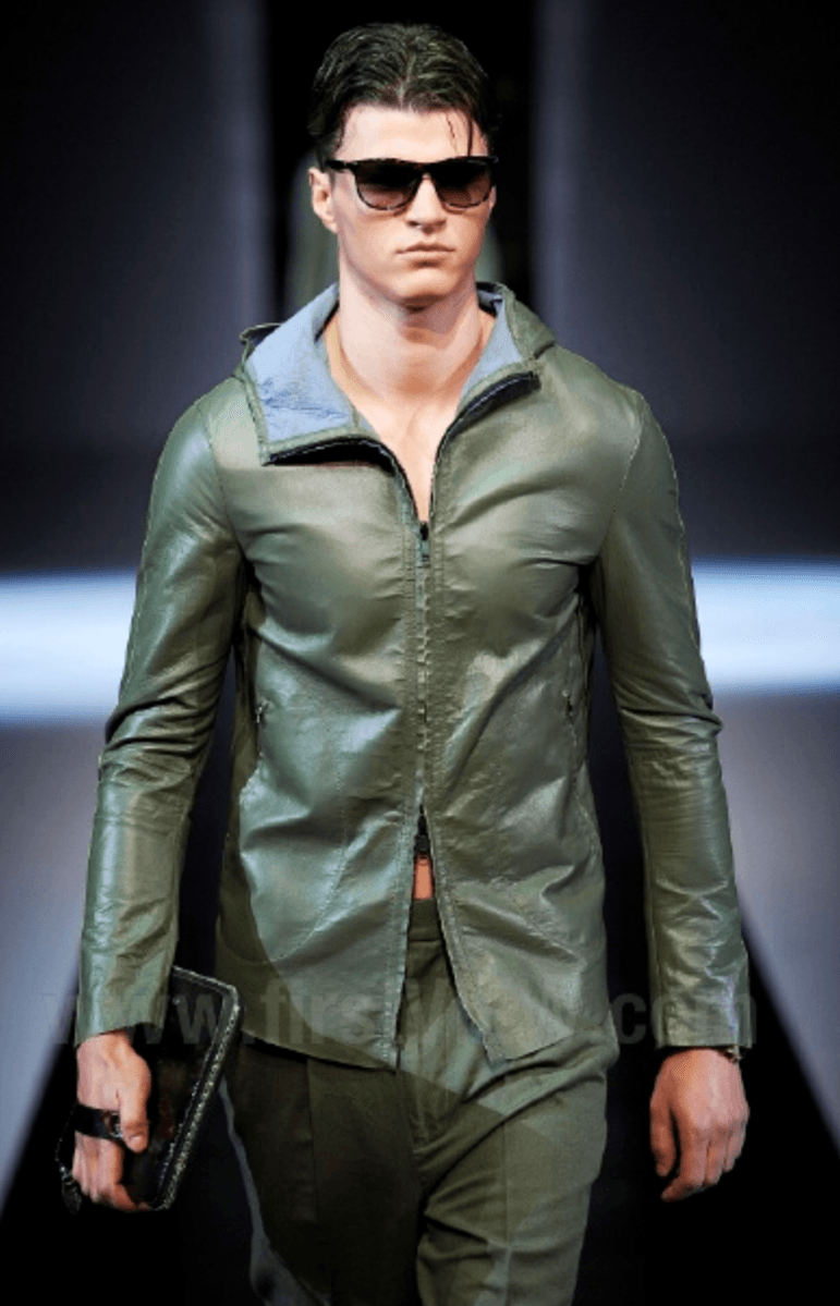 SS2013 Emporio Armani Black Hooded Leather Jacket sRSbBVL 3