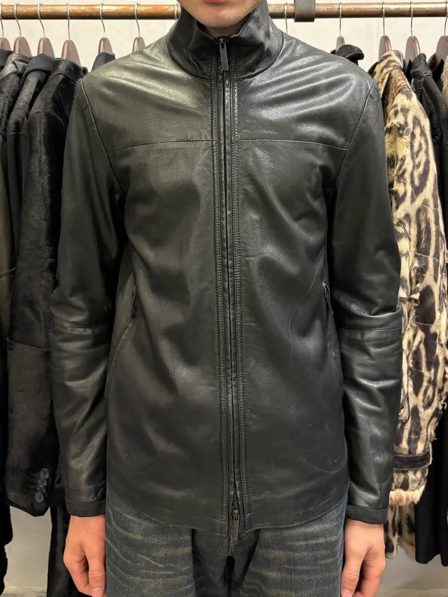 SS2013 Emporio Armani Black Leather Jacket kdJENHo 1