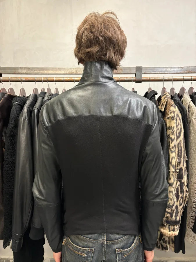 SS2013 Emporio Armani Black Leather Jacket kdJENHo 2