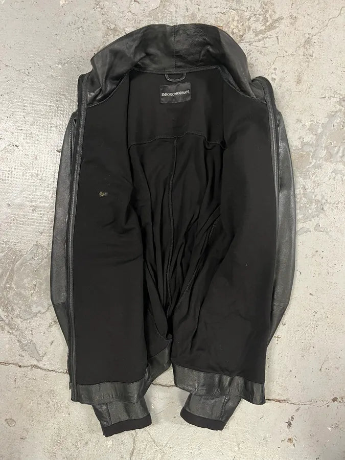 SS2013 Emporio Armani Black Leather Jacket kdJENHo 5