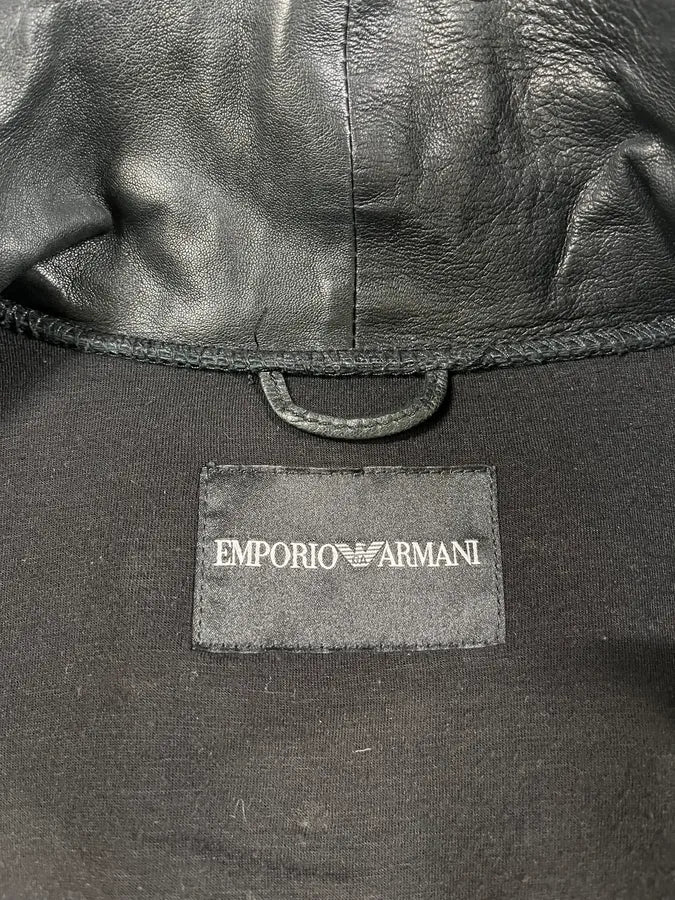 SS2013 Emporio Armani Black Leather Jacket kdJENHo 7