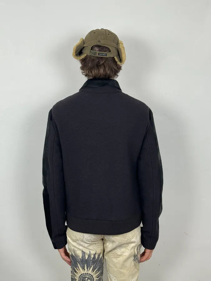 FW2014 Emporio Armani Grey Wool & Black Pony Hair Jacket fLlFrRL 3