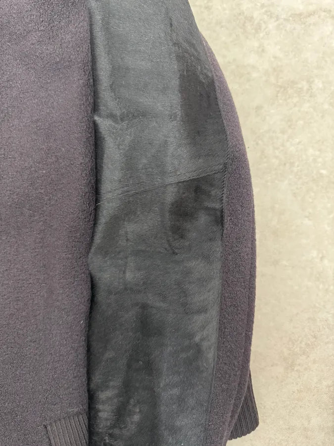 SS2013 Emporio Armani Grey Wool & Black Pony Hair Jacket fLlFrRL 4