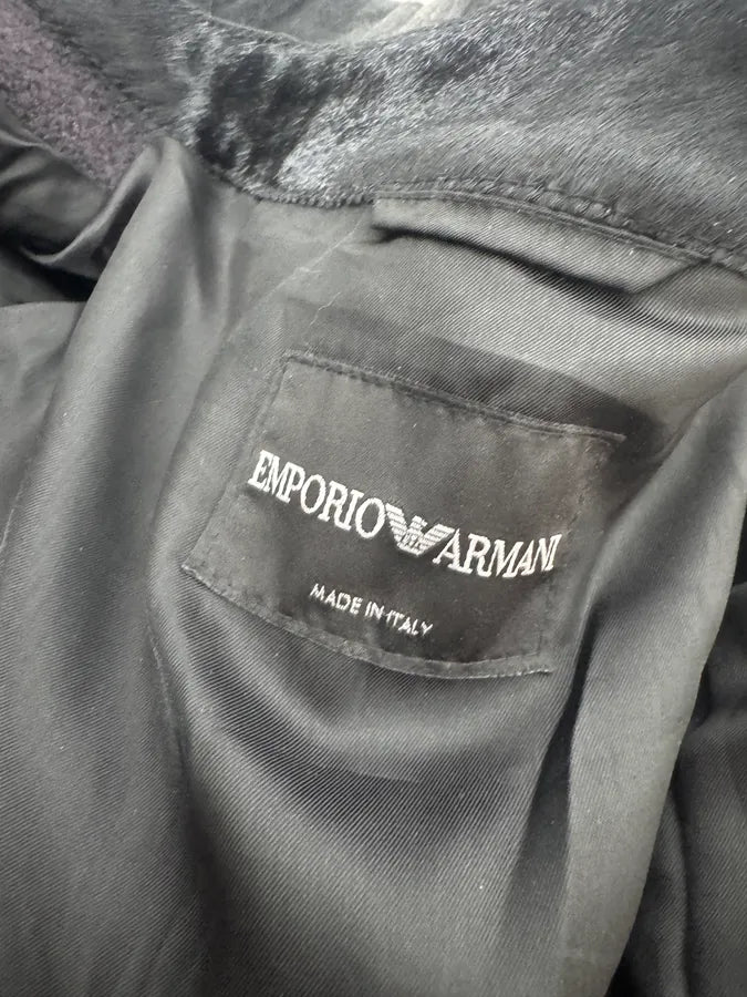 SS2013 Emporio Armani Grey Wool & Black Pony Hair Jacket fLlFrRL 6