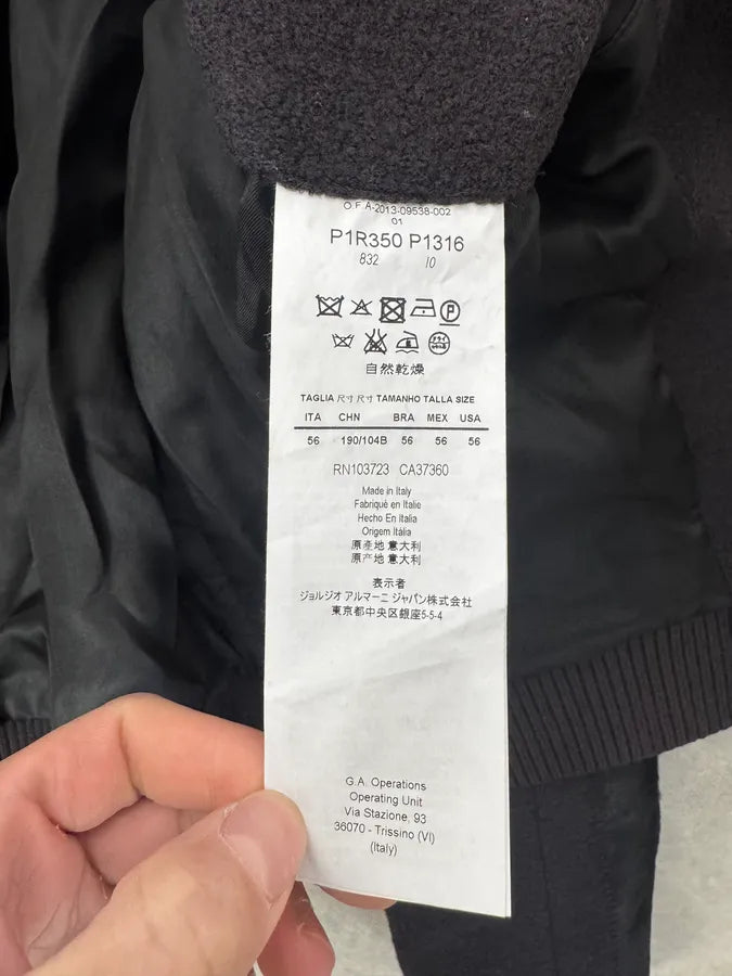 SS2013 Emporio Armani Grey Wool & Black Pony Hair Jacket fLlFrRL 9