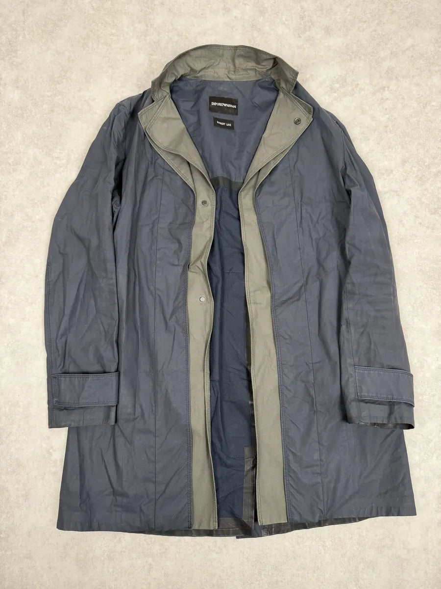 SS2013 Emporio Armani Navy Military Green Layering Trench Coat MAxwpvP 3