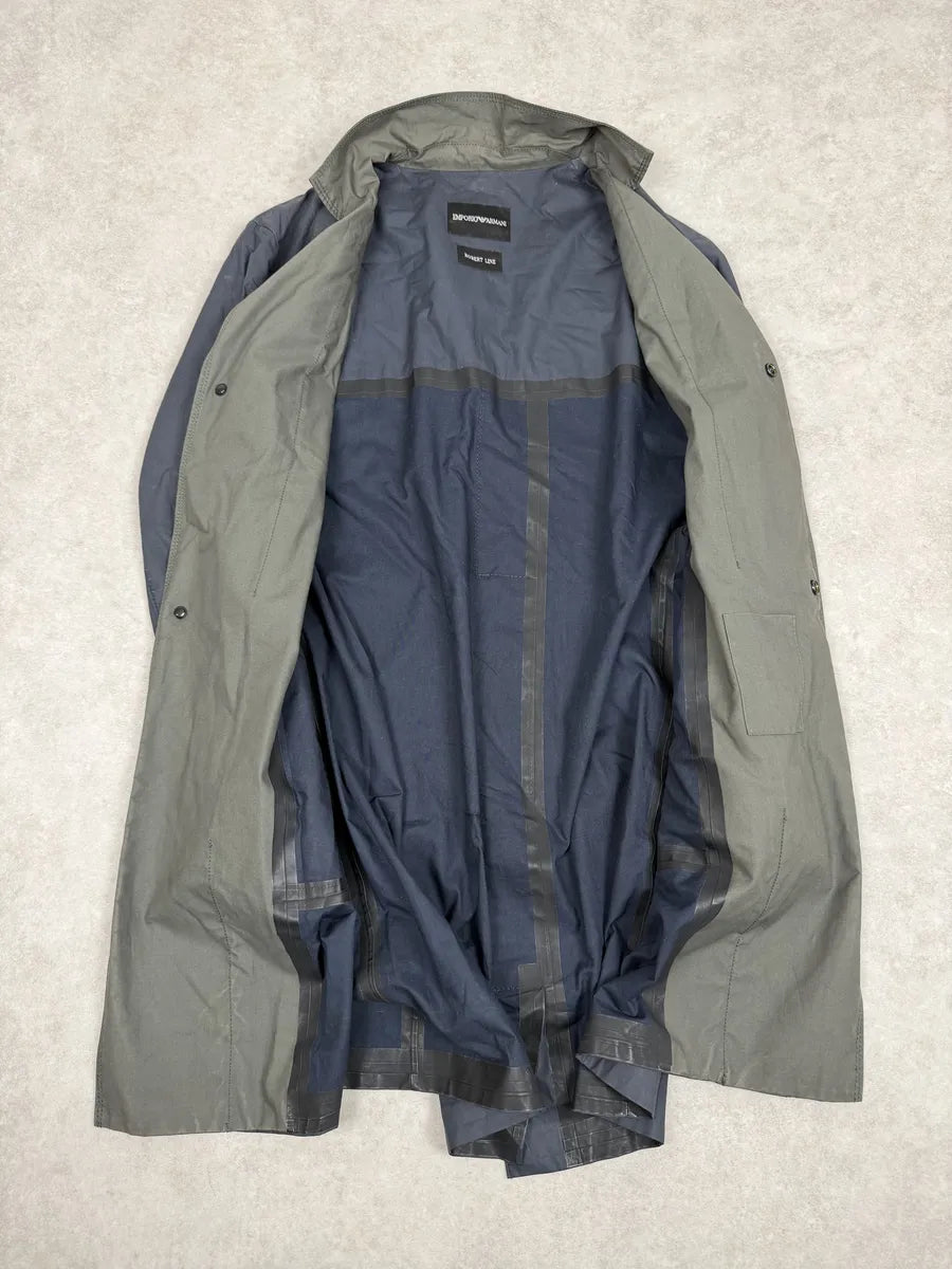 SS2013 Emporio Armani Navy Military Green Layering Trench Coat MAxwpvP 5