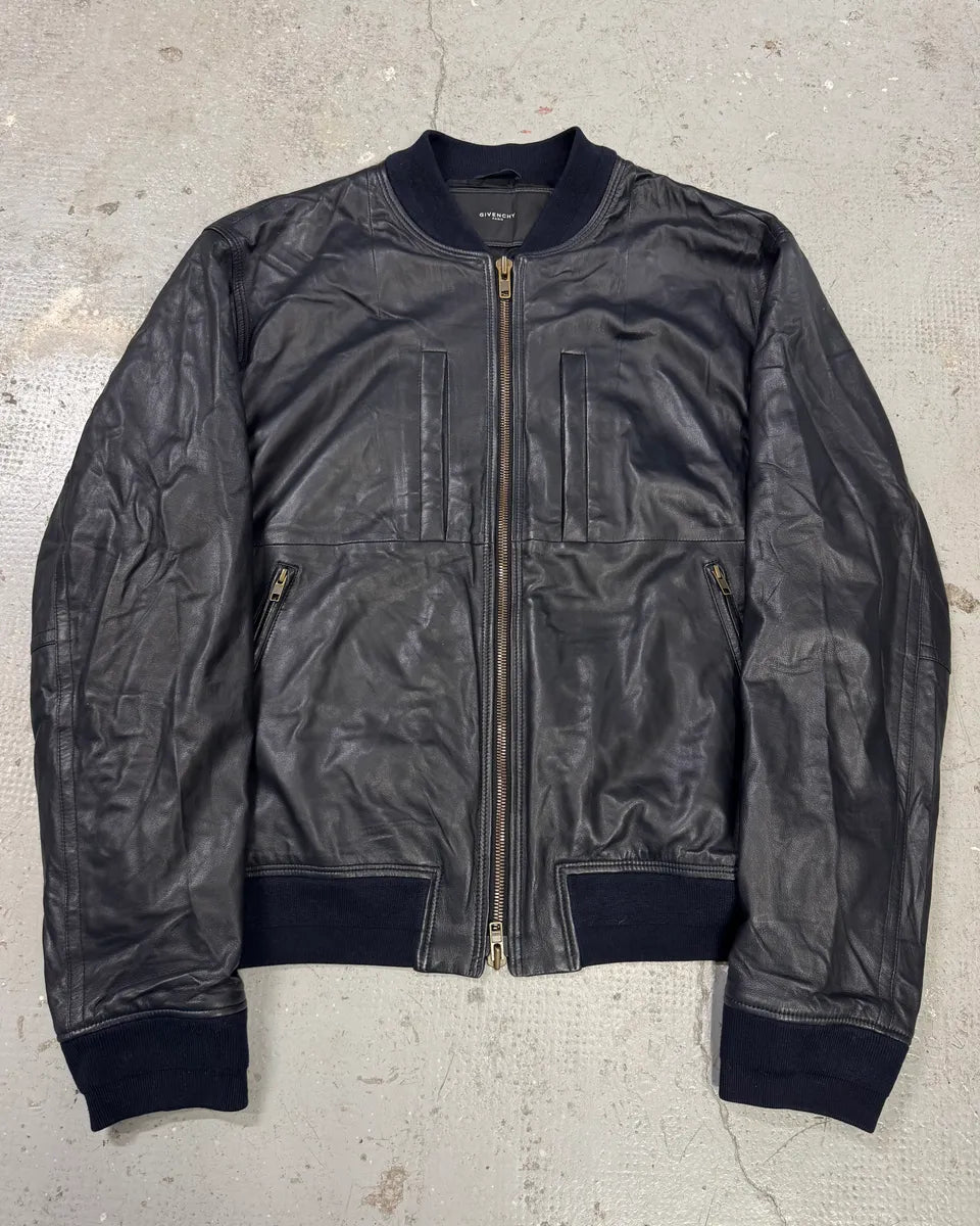SS2013 Givenchy Navy Lamb Leather Bomber Jacket yEOJDWc 0