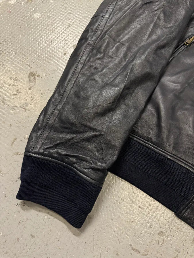 SS2013 Givenchy Navy Lamb Leather Bomber Jacket yEOJDWc 5