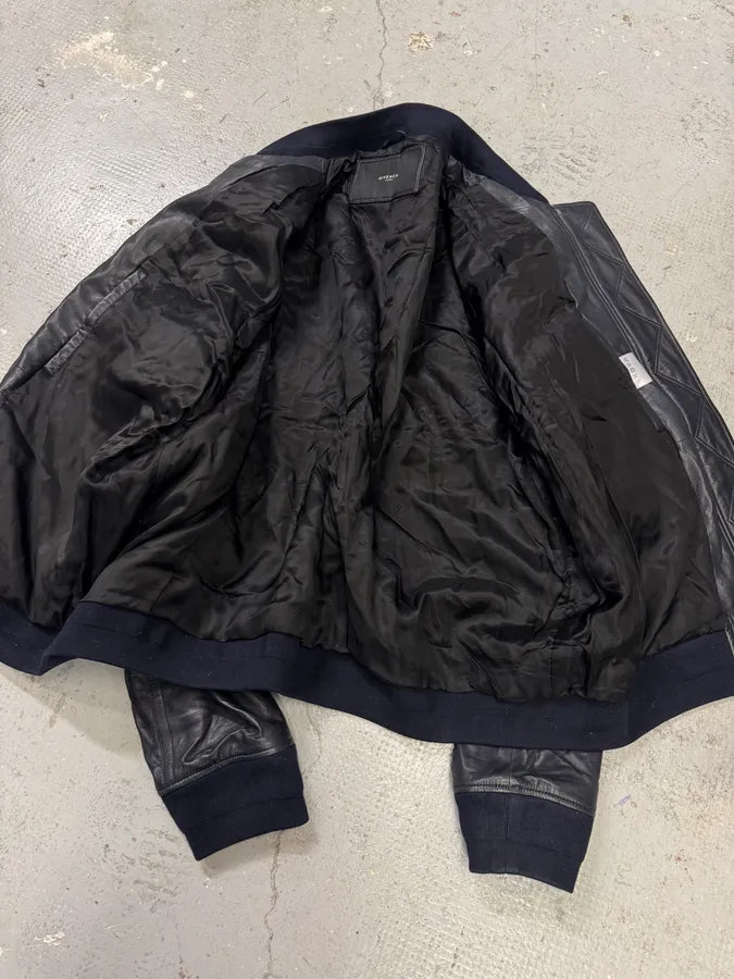 SS2013 Givenchy Navy Lamb Leather Bomber Jacket yEOJDWc 6