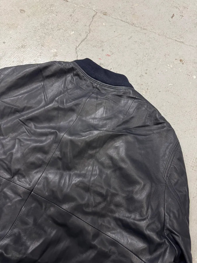 SS2013 Givenchy Navy Lamb Leather Bomber Jacket yEOJDWc 5