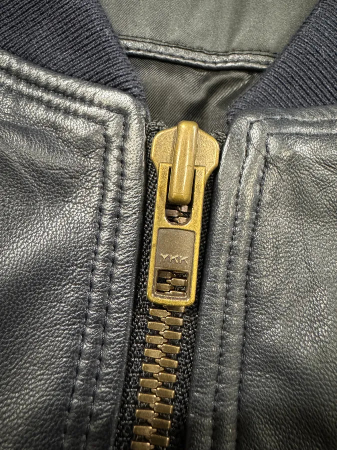 SS2013 Givenchy Navy Lamb Leather Bomber Jacket yEOJDWc 9