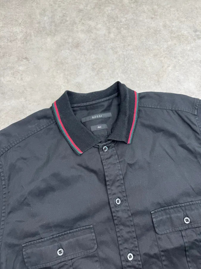 SS2013 Gucci Black Contrast Signature Stripe Shirt jwPjUjw 3