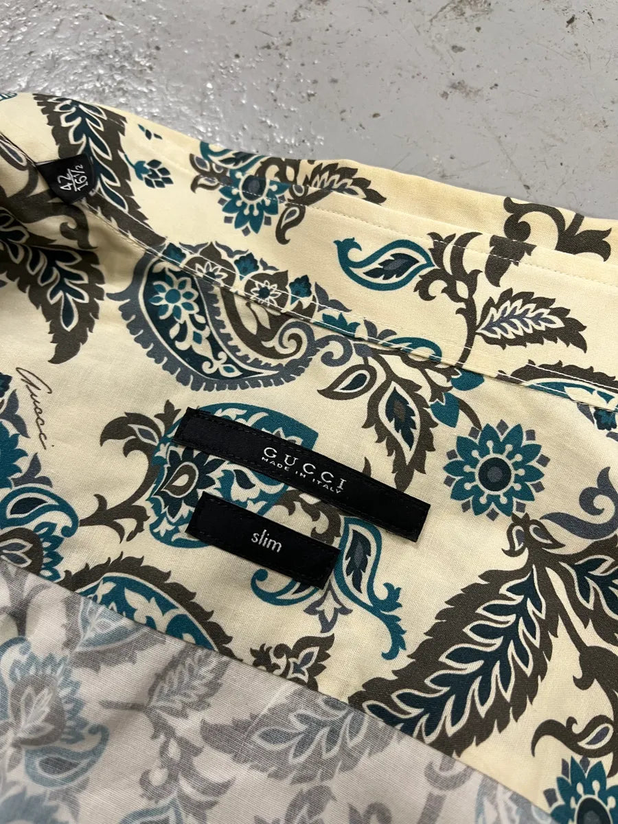 SS2013 Gucci Floral Paisley Beige Shirt sTNbGSG 9