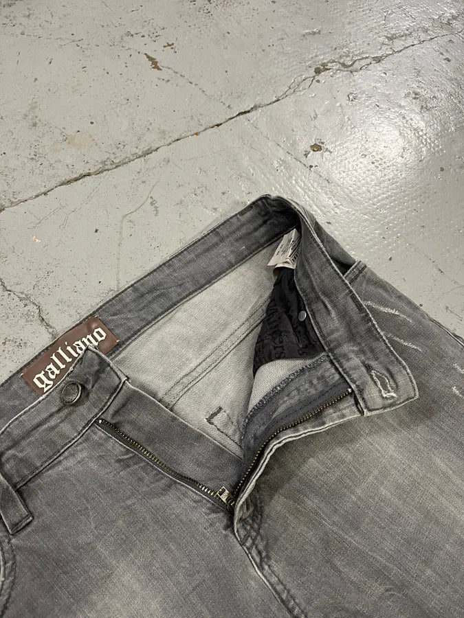 SS2013 John Galliano Grey Denim Distressed Slim Jeans SEdFTdk 10