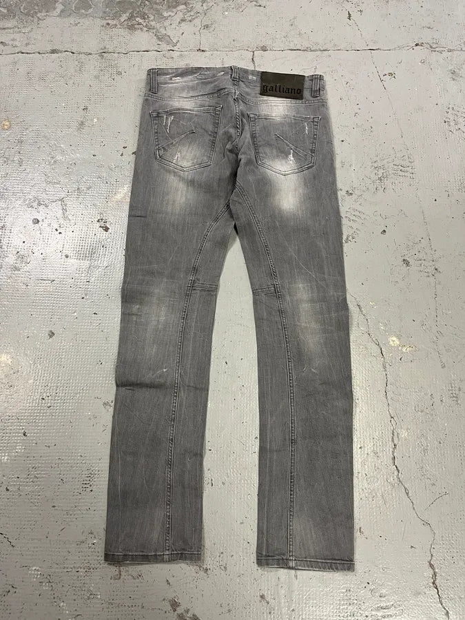 SS2013 John Galliano Grey Denim Distressed Slim Jeans SEdFTdk 7