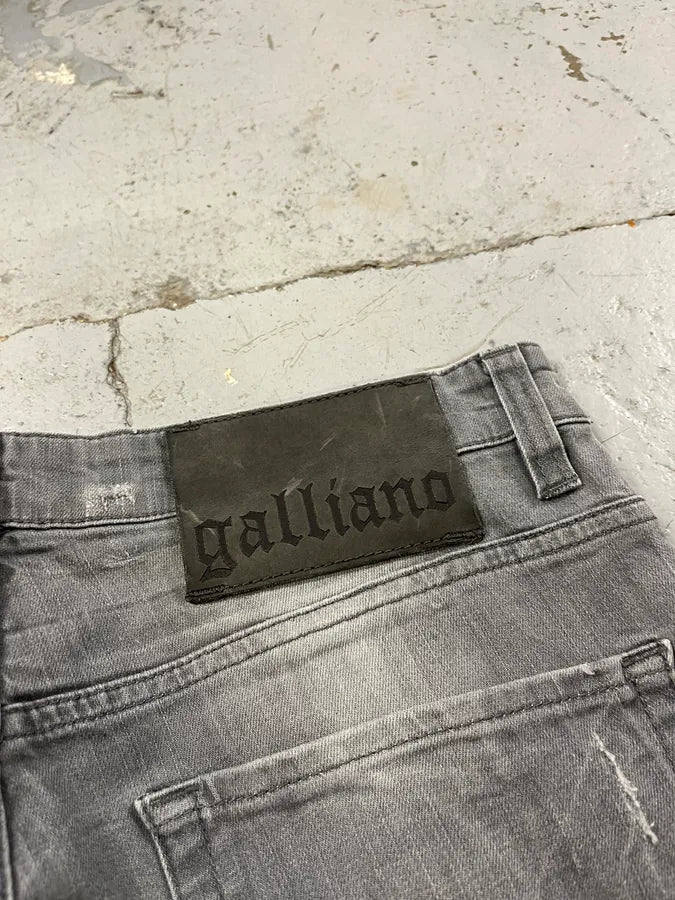 SS2013 John Galliano Grey Denim Distressed Slim Jeans SEdFTdk 9