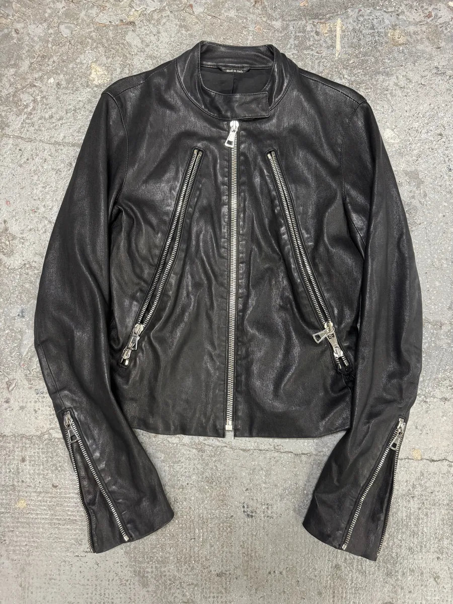 SS2013 Maison Margiela Black 5 Zip Leather Jacket kbAZdeQ 5