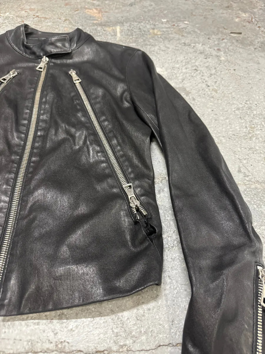 SS2013 Maison Margiela Black 5 Zip Leather Jacket kbAZdeQ 6