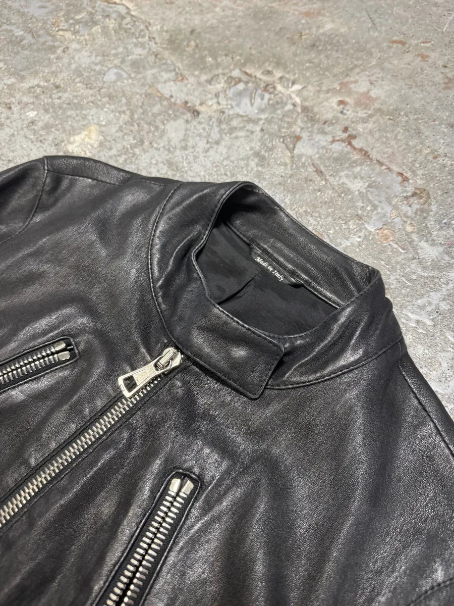 SS2013 Maison Margiela Black 5 Zip Leather Jacket kbAZdeQ 7
