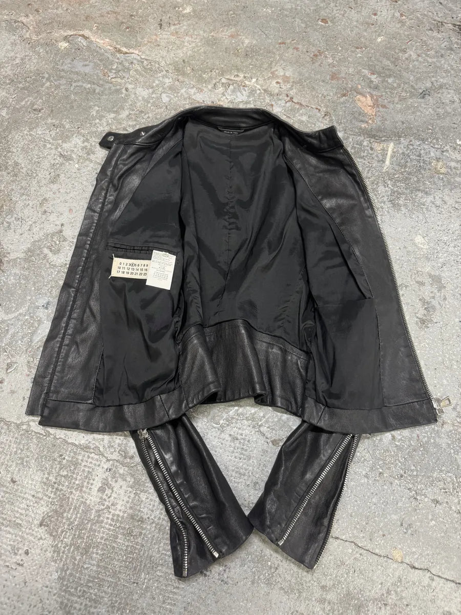 SS2013 Maison Margiela Black 5 Zip Leather Jacket kbAZdeQ 8