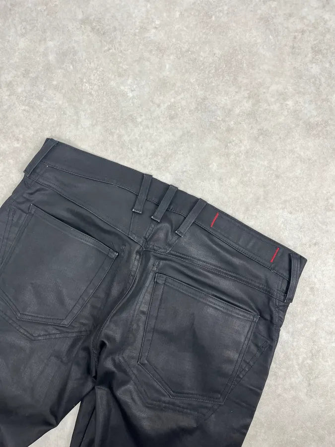 SS2013 Marithé + François Girbaud Black Waxed Slim Denim Jeans UyPNNSK 7