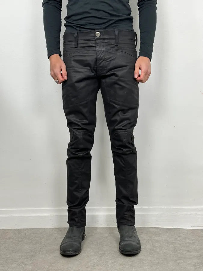 SS2013 Marithé + François Girbaud Black Waxed Slim Denim Jeans UyPNNSK 0