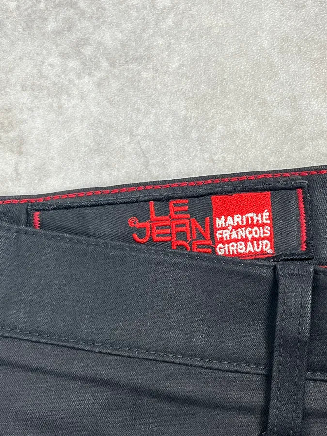 SS2013 Marithé + François Girbaud Black Waxed Slim Denim Jeans UyPNNSK 9