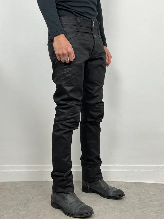 SS2013 Marithé + François Girbaud Black Waxed Slim Denim Jeans UyPNNSK 1