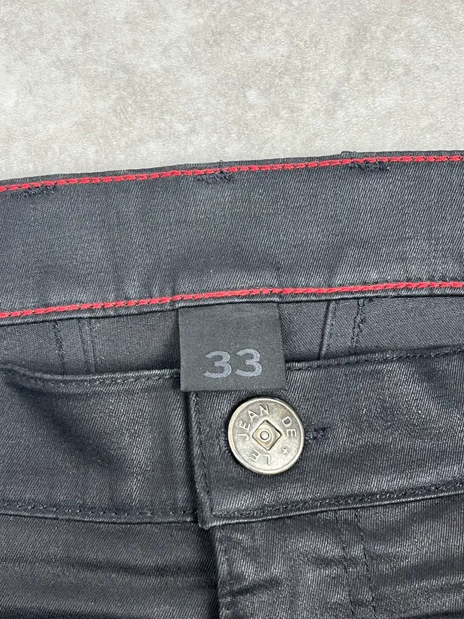 SS2013 Marithé + François Girbaud Black Waxed Slim Denim Jeans UyPNNSK 8